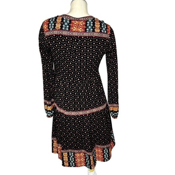 NWOT STYLE & CO. Multicolored Beaded Long Sleeve Peasant Boho Dress Lined XS - Picture 5 of 16